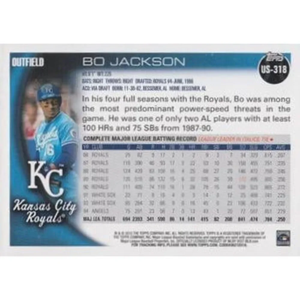 2010 Topps Update Bo Jackson SP, VAR US-318b Kansas City Royals